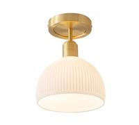 Plafonnier Semi-Encastré En Laiton, Applique Murale Vintage Pour Couloir Ou Entrée, Lampe En Verre À Fixation Basse Pour Porche Ou Entrée, Couleur Or./Un