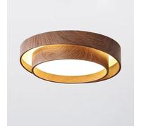 Plafonnier Semi-Encastré Rond À Led, Style Nordique, En Fer Imitation Bois Avec Abat-Jour En Acrylique, Idéal Pour Une Chambre Ou Un Couloir./50 Cm