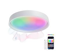 Plafonnier SmartLED KSIX Helios, design rond, haut-parleur, RGBIC + CCT, Ø40 x 10 cm, 3400 lm, 25,5 W, App Tuya, blanc