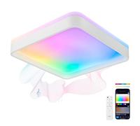Plafonnier SmartLED KSIX Stellar Plus, carré, haut-parleur, RGBIC + CCT, 49 x 49 x 7,5 cm, 4450 lm, 35 W, App Tuya, blanc