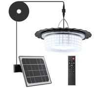 Plafonnier solaire avec détecteur de mouvement, 244 perles LED, 5 modes d'éclairage réglables, télécommande, étanche, pour extérieur et intérieur