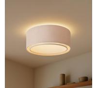 Plafonnier Soula Lindby, dimmable, beige, Salon / Salle à manger, Matière Plastique, Maison de campagne / Rustique, Plafonnier Tissu