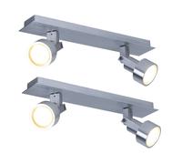 Plafonnier spot 2 lampes, plafonnier orientable 2 spots chrome, 2x LED 3,2W 240Lm blanc chaud, LxPxH 34x7x14 cm, lot de 2