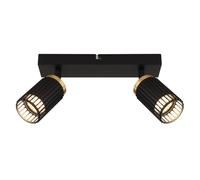 Plafonnier Spot 2 spots noir Spots de plafond orientables, aluminium métal, 2x GU10 douille, LxlxH 26x12,5x15,5 cm