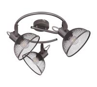 Plafonnier spot 3 flammes, plafonnier orientable, abat-jour grillagé, métal, 3x douilles E27, DxH 30x20,6 cm