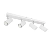 Plafonnier Spot 4 flammes Plafonnier blanc Plafonnier salon avec spots orientables, métal, 4x GU10, LxlxH 56x6x12