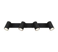 Plafonnier spot 4 flammes spot de plafond noir plafonnier LED salon moderne, spots orientables, métal, 4x 4,5W 4x 400lm blanc chaud, LxPxH 56x6x12