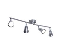 Plafonnier spot 4 lampes Plafonnier argent salon plafonniers, spots LED métal mobile, 4x GU10 4x 3 watts 4x 280 lm, LxlxH 62,5x8x16 cm