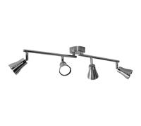 Plafonnier spot 4 lampes Plafonnier argent salon plafonniers, spots LED métal mobile, 4x GU10 4x 3 watts 4x 280 lm, LxlxH 62,5x8x16 cm
