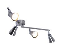 Plafonnier spot 4 lampes Plafonnier argent salon plafonniers, spots LED métal mobile, 4x GU10 4x 3 watts 4x 280 lm, LxlxH 62,5x8x16 cm