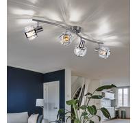 Plafonnier Spot 4 Lampes Spots Orientables 4x E14 Chrom Argent 70x18cm IP20