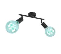 Plafonnier spot à 2 flammes, plafonnier orientable spot noir, métal, télécommande dimmable, 2x LED RVB 8,5W 806Lm blanc chaud, LxPxH 30x8x15,5 cm