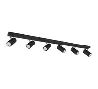 Plafonnier Spot bar Plafonnier 6 flammes Plafonnier salon, plafonnier à spots orientables, métal noir, 6x GU10, LxlxH 115x6x12 cm
