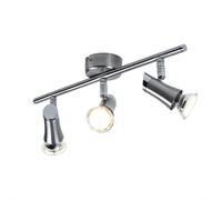 Plafonnier spot bar plafonnier avec spots mobiles Spot de plafond à 3 lampes, métal chrome nickel mat, 3x LED GU10 blanc chaud, LxH 39x11,5cm, salon