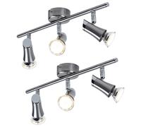 Plafonnier spot bar plafonnier avec spots mobiles Spot de plafond à 3 lampes, métal chrome nickel mat, 3x LED GU10 blanc chaud, LxH 39x11,5cm, lot de 2