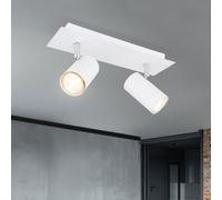 Plafonnier spot bar plafonnier lampe de chambre 2 flammes spot mobile, métal blanc, 2x douille GU10, LxPxH 30x9x12 cm