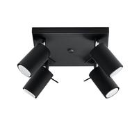 Plafonnier Spot Carré Noir Orientable pour 4 Ampoules GU10