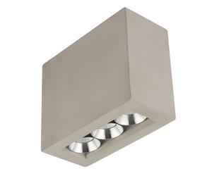 Plafonnier spot de plafond 3 ampoules spot LED lampe de salon lampe de couloir gris béton 6,6 watts 440 lumens 3000 Kelvin blanc chaud, LxlxH 12,2x5,6x10 cm