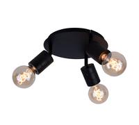 Plafonnier spot de plafond 3 lampes orientable luminaire de salon noir, métal aluminium, 3x douilles E27, D 28 cm
