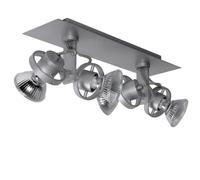Plafonnier spot de plafond argenté plafonnier orientable 4 flammes lampe de salon, métal, 4x GU10, LxlxH 32x9x14,5 cm