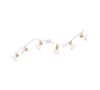 Plafonnier, spot de plafond, lampe de chambre, bande spot, 6 flammes, réglable, métal, aspect bois, blanc, 6x douilles E14, LxlxH 150x13x16 cm