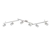 Plafonnier spot de plafond lampe de salon plafonnier à 6 lampes spots orientables, métal argenté, 6x douilles GU10, LxlxH 180x10x18,5cm
