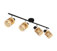 Plafonnier spot de plafond orientable en bambou noir mat L 70 cm
