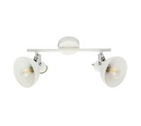 Plafonnier spot de plafond orientable en verre blanc plafonnier chrome, interrupteur, contrôle app CCT, 2x Smart RGB LED 5W 470Lm, L 35 cm