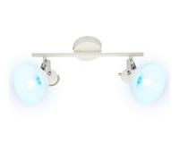 Plafonnier spot de plafond orientable en verre blanc plafonnier chrome, interrupteur, télécommande dimmable, 2x LED RVB 4,8W 470Lm blanc chaud, L 35 cm
