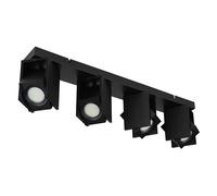 Plafonnier spot de plafond spots de plafond noir 4 flammes lampe de salon avec spots orientables, métal, 4x douille GU10, Lxlxh 61,2x8,4x15,7 cm