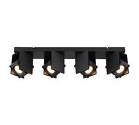 Plafonnier spot de plafond spots de plafond noir 4 flammes lampe de salon avec spots orientables, métal, 4x douille GU10, Lxlxh 61,2x8,4x15,7 cm