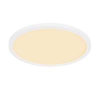Plafonnier spot de salon lampe de table à manger fonction mémoire IP44 LED 24W blanc opale, rond, 1x LED 24W 2300lm 3000K blanc chaud, DxH 42x2,5 cm