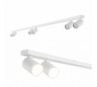 EDO Spots de Plafond Orientable Blanc MALGA LINE 6, Plafonnier 6 Spots avec Douille GU10, Éclairage de Plafond Moderne, Luminaire 230V, Barre de Spot sans Ampoules pour Salon Chambre à Coucher