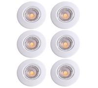 Plafonnier spot encastrable Plafonnier LED spot encastrable rond, spot orientable blanc, 3W 230lm blanc chaud, D 10,8 cm, lot de 6