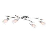 Plafonnier spot lampe de salon lampe de salle à manger lampe de couloir, métal verre nickel chromé mat, 4 lampes E14 spots orientables, L 90 cm