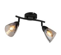 Plafonnier, spot, lampe de salon, spots orientables, noir, 2 ampoules, L 25 cm