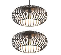 Plafonnier spot lampe salon salle à manger éclairage suspension lampe marron aspect lamellaire vintage braun - Hängelampe D 40 cm
