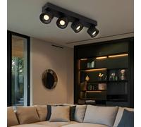 Plafonnier Spot Lampe Spot Bar LED Projecteur Orientable Noir Alu 4-Flammes