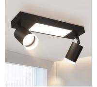 Plafonnier spot LED - NETTLIFE - Spot de Plafond 2 ampoules - Noir - GU10 20W 3000K - Orientable 350°