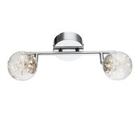 Plafonnier spot LED Plafonnier LED 2 flammes Plafonnier deux spots, boules de verre orientables avec guirlande lumineuse, 2x LED 3,5W 350Lm blanc chaud, L 30 cm