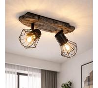 Plafonnier Spot Luminaire Mobile 2 Flammes Effet Bois E27