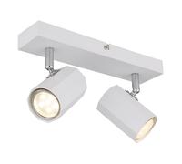 Plafonnier Spot mobile 2 flammes blanc Spots réglables, scandinave métal nickel, 2x GU10 douilles, LxlxH 26x6x14,5cm