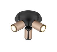 Plafonnier spot moderne rond café/noir 3x GU10 10W orientable GILLAN Trio