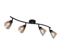 Plafonnier, spot mural, lampe de salon, orientable, noir, métal, verre, L 70 cm
