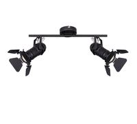 Plafonnier spot noir barre 2 spots plafonnier orientable set de film effet lumineux, métal, 2x douilles GU10, LxH 54x26,5 cm