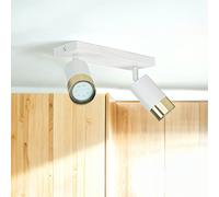 Plafonnier Spot Orientable B: 25 Cm 2-Flammes GU10 En Blanc Or