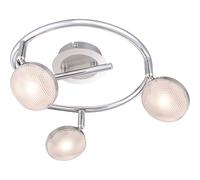 Plafonnier spot orientable rondell chromé plafonnier aluminium, nickel mat, 3x LED 5W 345Lm blanc chaud, DxH 25x16,5 cm
