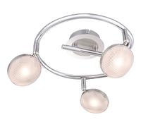Plafonnier spot orientable rondell chromé plafonnier aluminium, nickel mat, 3x LED 5W 345Lm blanc chaud, DxH 25x16,5 cm