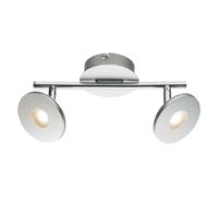 Plafonnier spot orientable spot strip 2 lampes spot argent, aluminium opale, LED 6W 420Lm blanc chaud, HxP 14,2x25,4 cm