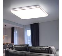 Plafonnier spot panneau de plafond chrome Smart Home avec effet étoile, application et commande vocale, changement de couleur dimmable RGB LED 1x 48W 1x 3200lm 3000-6400K, salon